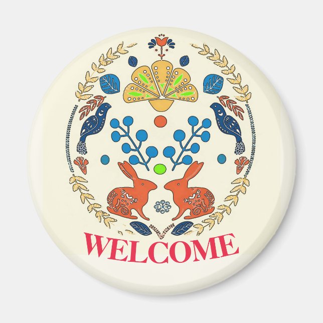 Aimant Hex Sign Polish  Welcome Rabbits (Devant)