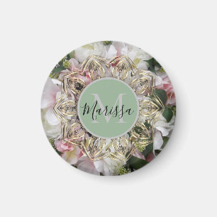 Aimant Hexagon or floral Mandala Monogramme