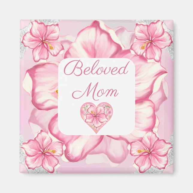 Aimant Hibiscus & dentelle PINK (Devant)