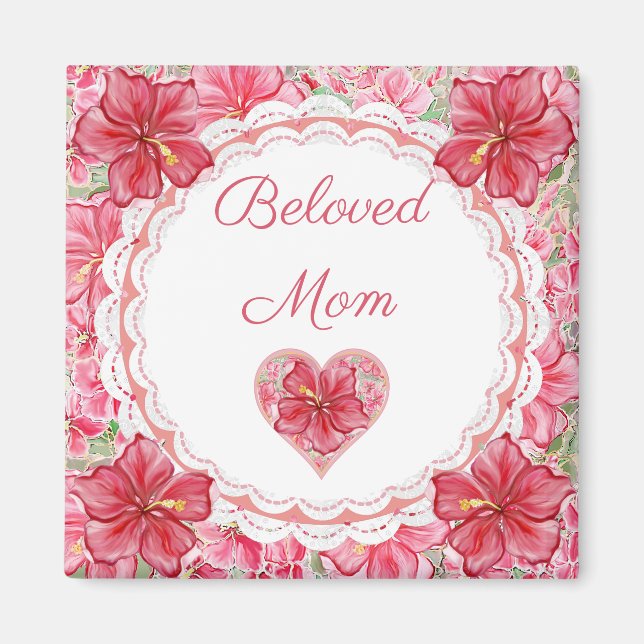 Aimant Hibiscus & dentelle RED (Devant)