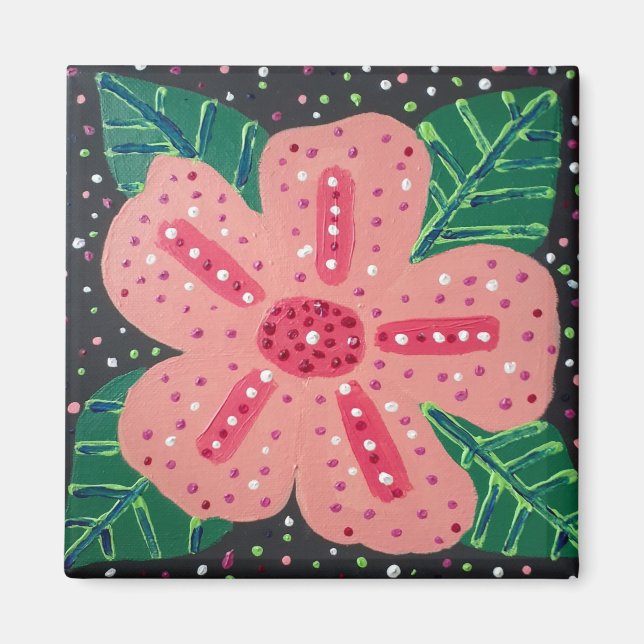 Aimant Hibiscus rose tropical (Devant)