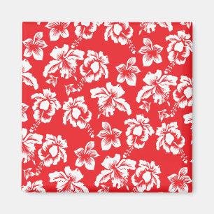 Aimant Hibiscus rouge hawaïen Impression florale