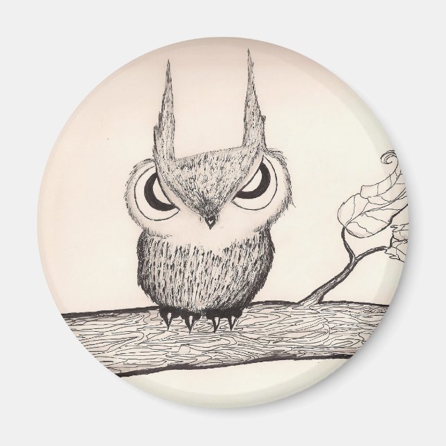 Aimant Hibou Avec Attitude ! -magnet (Devant)