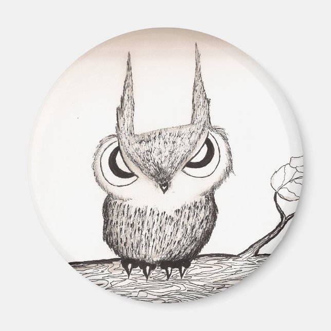 Aimant Hibou Avec Attitude ! -magnet (Devant)