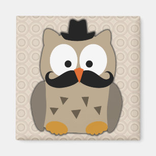 Aimant Hibou avec Moustache et Casquette