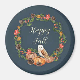 Aimant Hibou d'automne et citrouilles avec texte personna