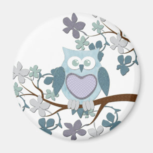 Aimant Hibou de polka d'hiver dans l'arbre
