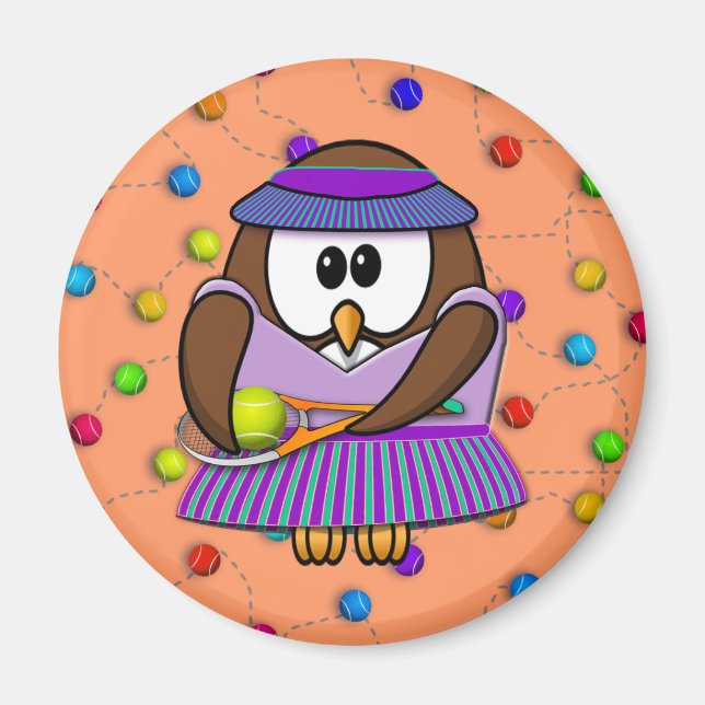 Aimant hibou de tennis - fille (Devant)