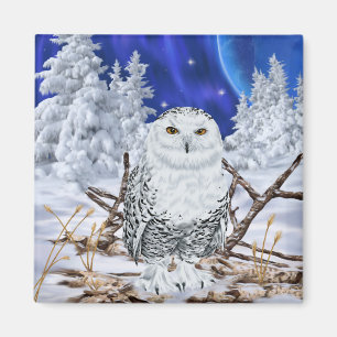 Aimant Hibou des neiges dans la neige