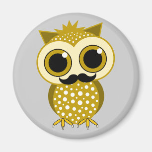 Aimant hibou drôle de moustache