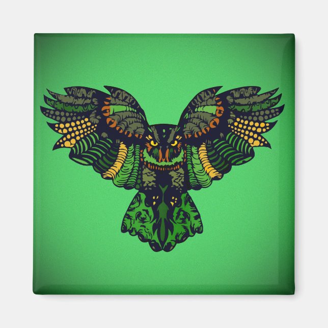 Aimant Hibou émeraude majestueux (Devant)