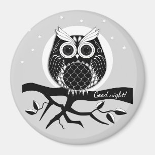 Aimant Hibou graphique mignon sur le brench avec le texte