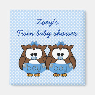 Aimant hibou jumeaux bébés garçons
