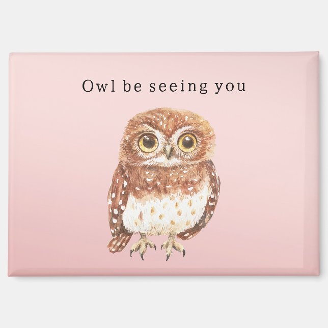 Aimant Hibou Rose Pâle À Une Prochaine (Recto)