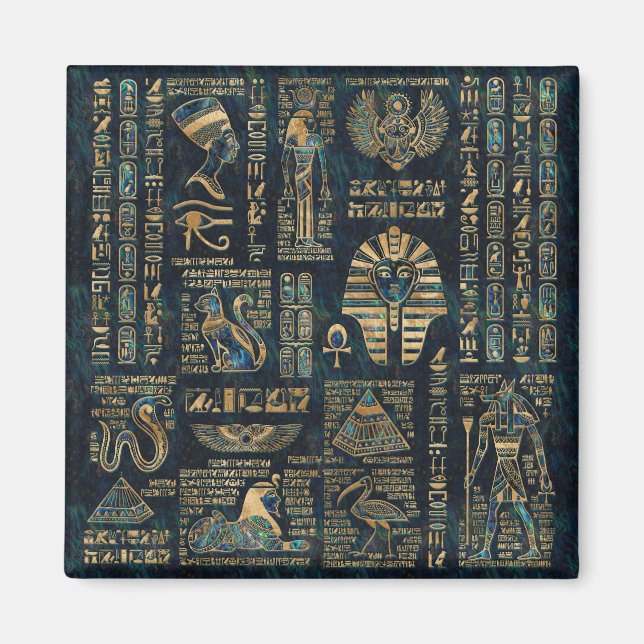 Aimant Hiéroglyphes et divinités égyptiennes -Abalone et  (Devant)