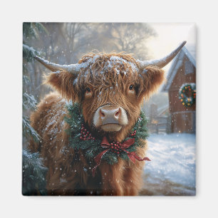 Aimant Highland Cow Rustic Barnyard Noël