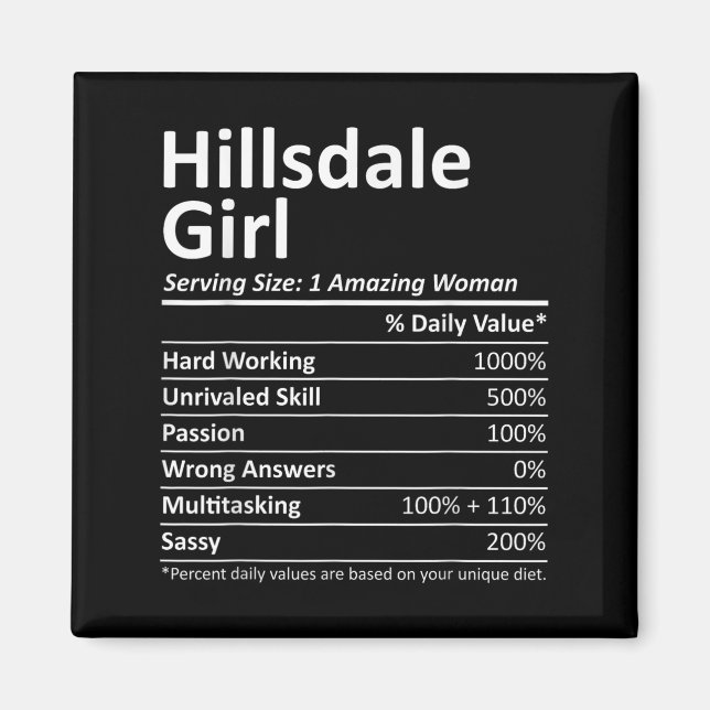 Aimant Hillsdale Girl Nj New Jersey Funny City Home Roots (Devant)