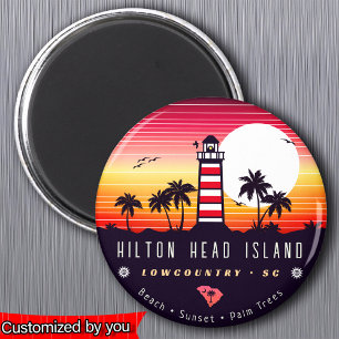 Aimant Hilton Head phare SC Retro Sunset Souvenirs