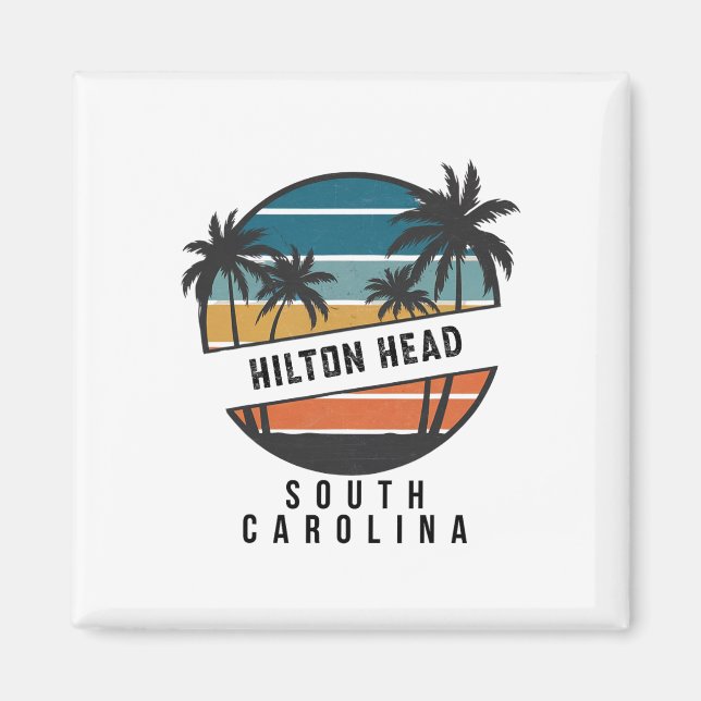Aimant Hilton Head rétro Caroline du Sud planche de surf  (Devant)