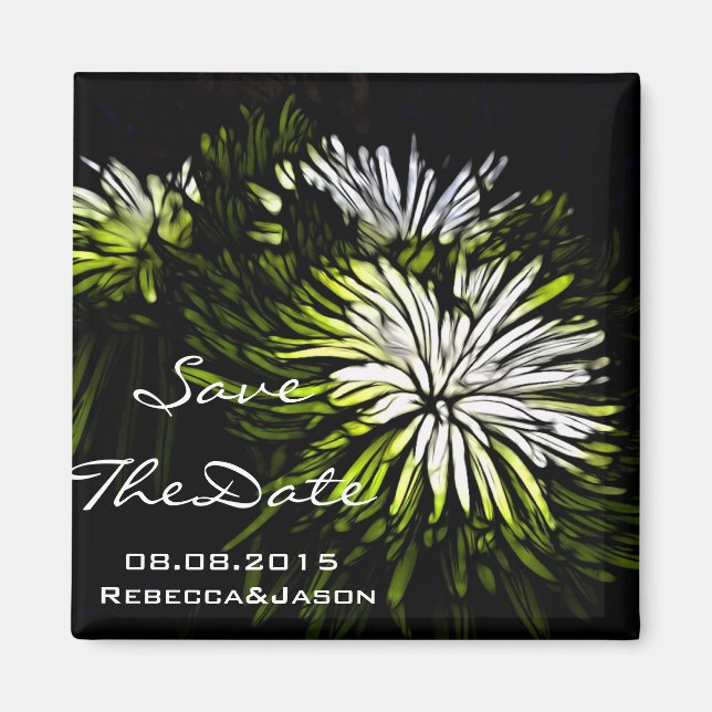 Aimant Hip bohème vert Chrysanthème mariage (Devant)
