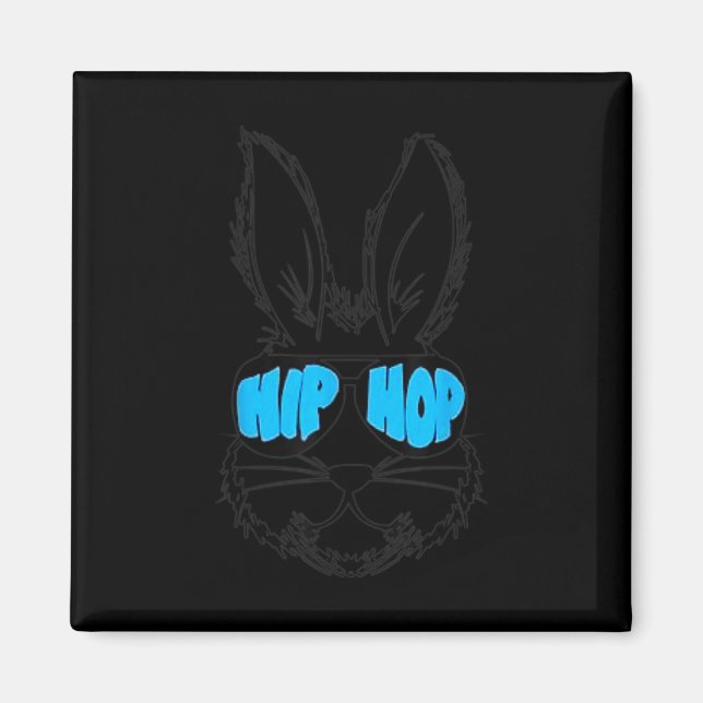 Aimant Hip hop Joyeux Visage De Lapin De Pâques Avec Sung (Devant)