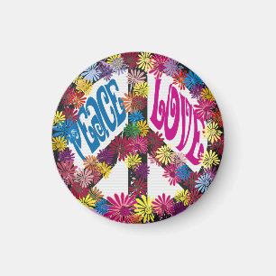 Aimant hippie de symboles de paix et d'amour de