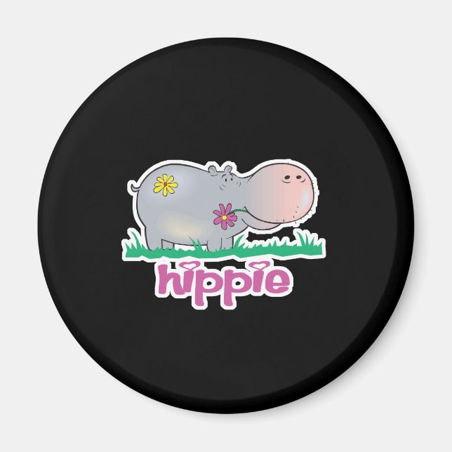 Aimant hippie hippopotame (Devant)