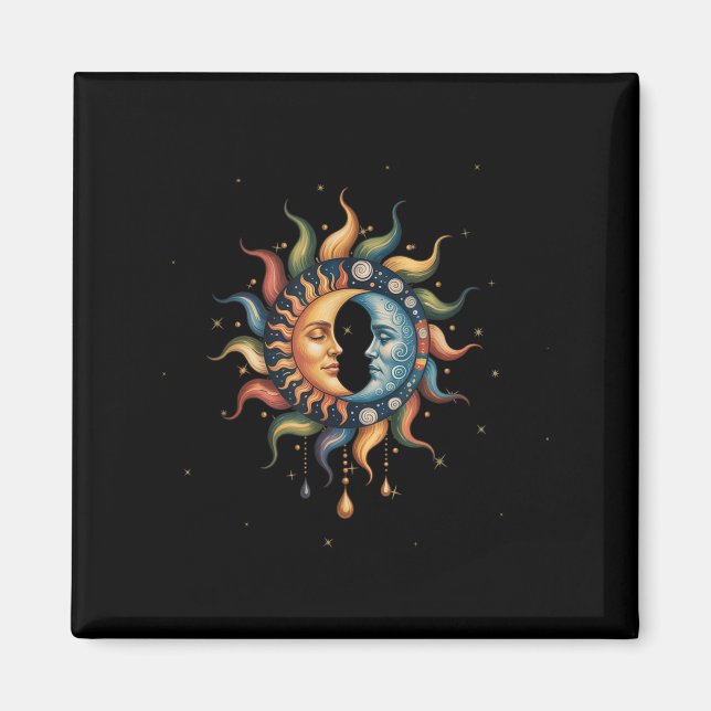 Aimant Hippie mystique du Boho céleste du Soleil et de la (Devant)