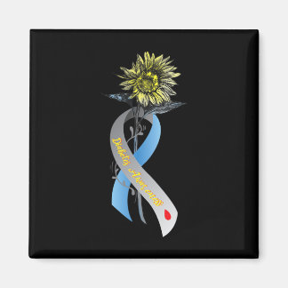 Aimant Hippie Tournesol Gris Bleu Ruban Type 1 Diabète