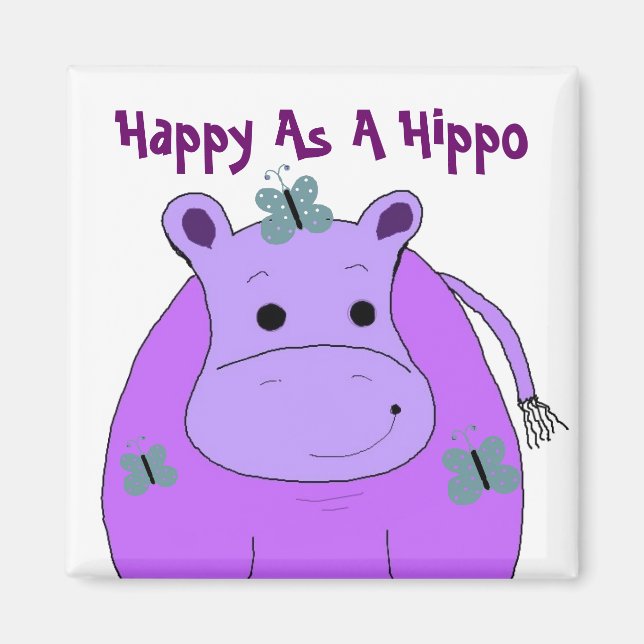 Aimant Hippo aux papillons (Devant)