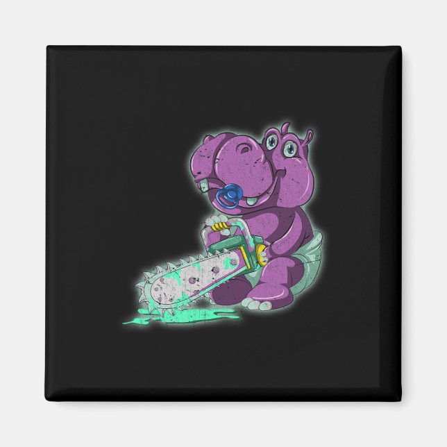Aimant Hippo déplaisant Vaporwave effrayant animal Chippo (Devant)