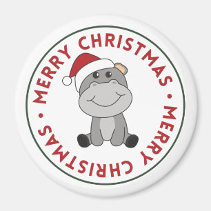 Aimant Hippo Joyeux Noël Animaux d'hiver Hippopotames Mag