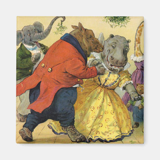 Aimant Hippo & Ours à la balle de Noël en terre animale
