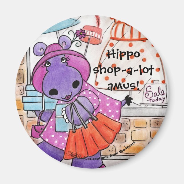 Aimant Hippo Shopping-Hippo shop-a-lot amus! (Devant)