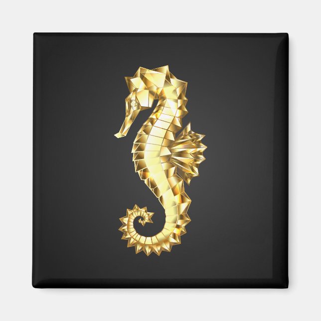 Aimant Hippocampe Polygonal Or (Devant)