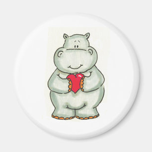Aimant Hippopotame avec le coeur