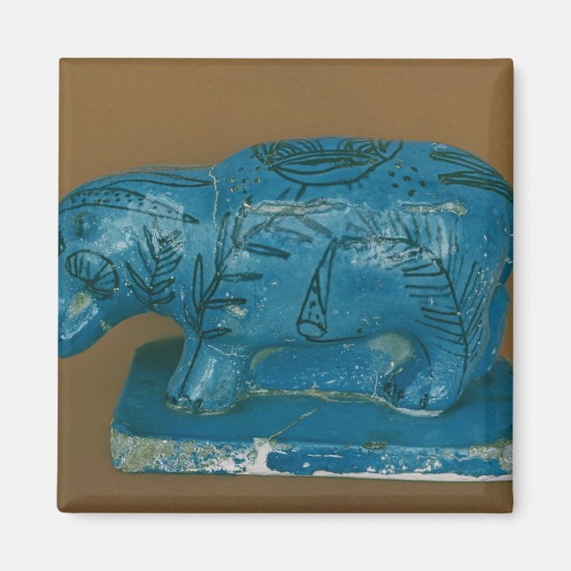 Aimant Hippopotame bleu avec décoration noire (Devant)