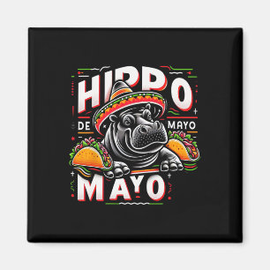 Aimant Hippopotame Cinco De Mayo Drôle Mexique Hippopotam