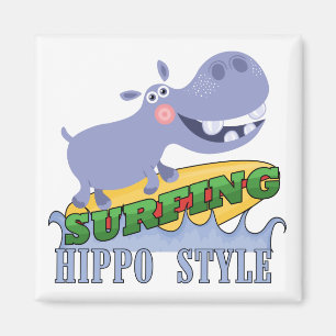 Aimant Hippopotame de surfer