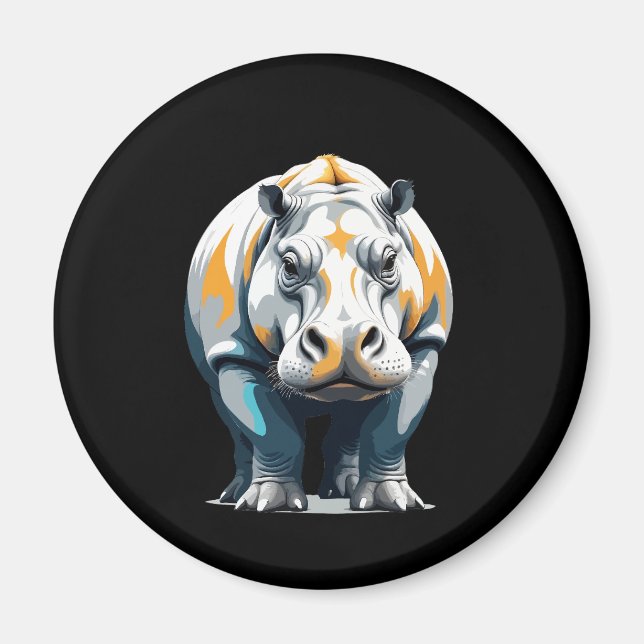 Aimant Hippopotamus Vector Art avec des couleurs vives (Devant)