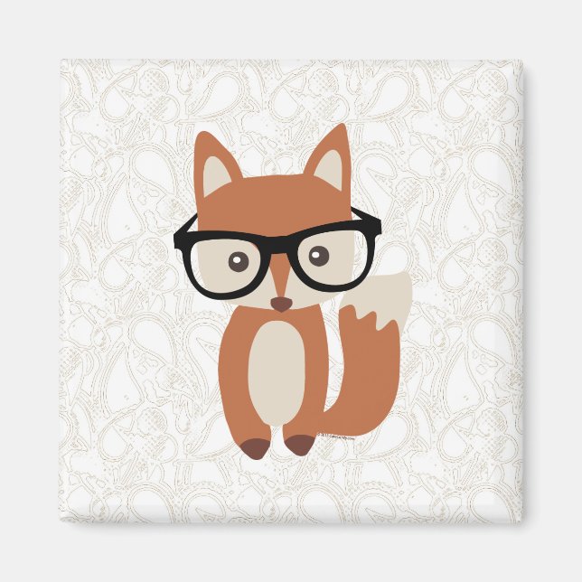Aimant Hipster Baby Fox avec lunettes (Devant)