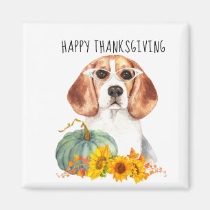 Aimant Hipster Beagle personnalisable Thanksgiving