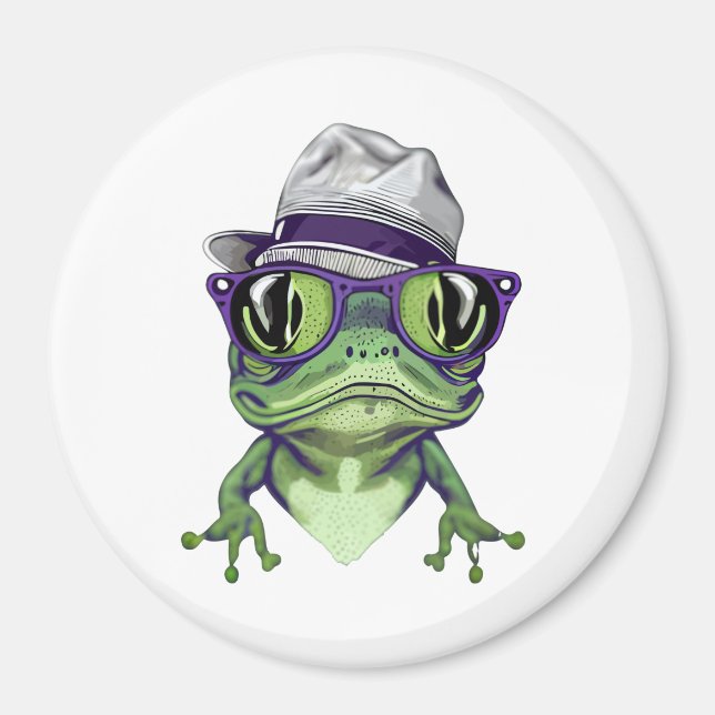 Aimant Hipster grenouille animal portant des lunettes et  (Devant)