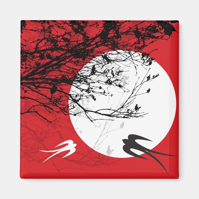 Aimant Hirondelles orientales dans l'aimant lune (Devant)