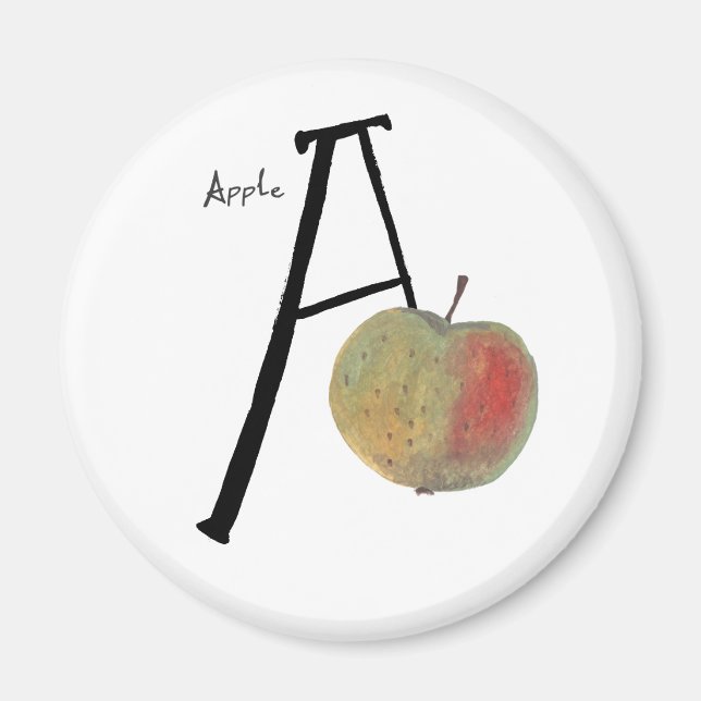 Aimant Histoire Alphabet abc A pour pomme (Devant)