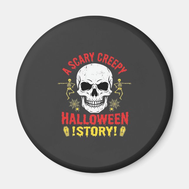 Aimant Histoire de crâne de Halloween effrayant et flippa (Devant)