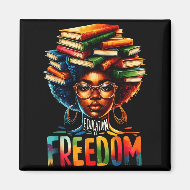 Aimant Histoire de l'enseignant noir Éducation Liberté (Devant)
