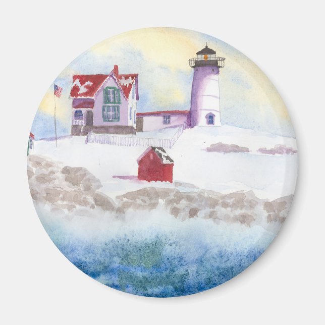 Aimant Hiver à Nubble LIghthouse dans le Maine (Devant)