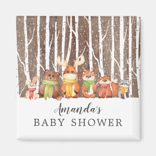 Aimant Hiver Bois Animaux Baby shower Favoriser l'aimant