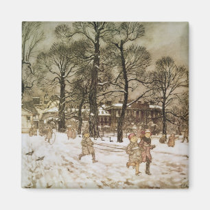 Aimant Hiver d'Arthur Rackham   dans des jardins de